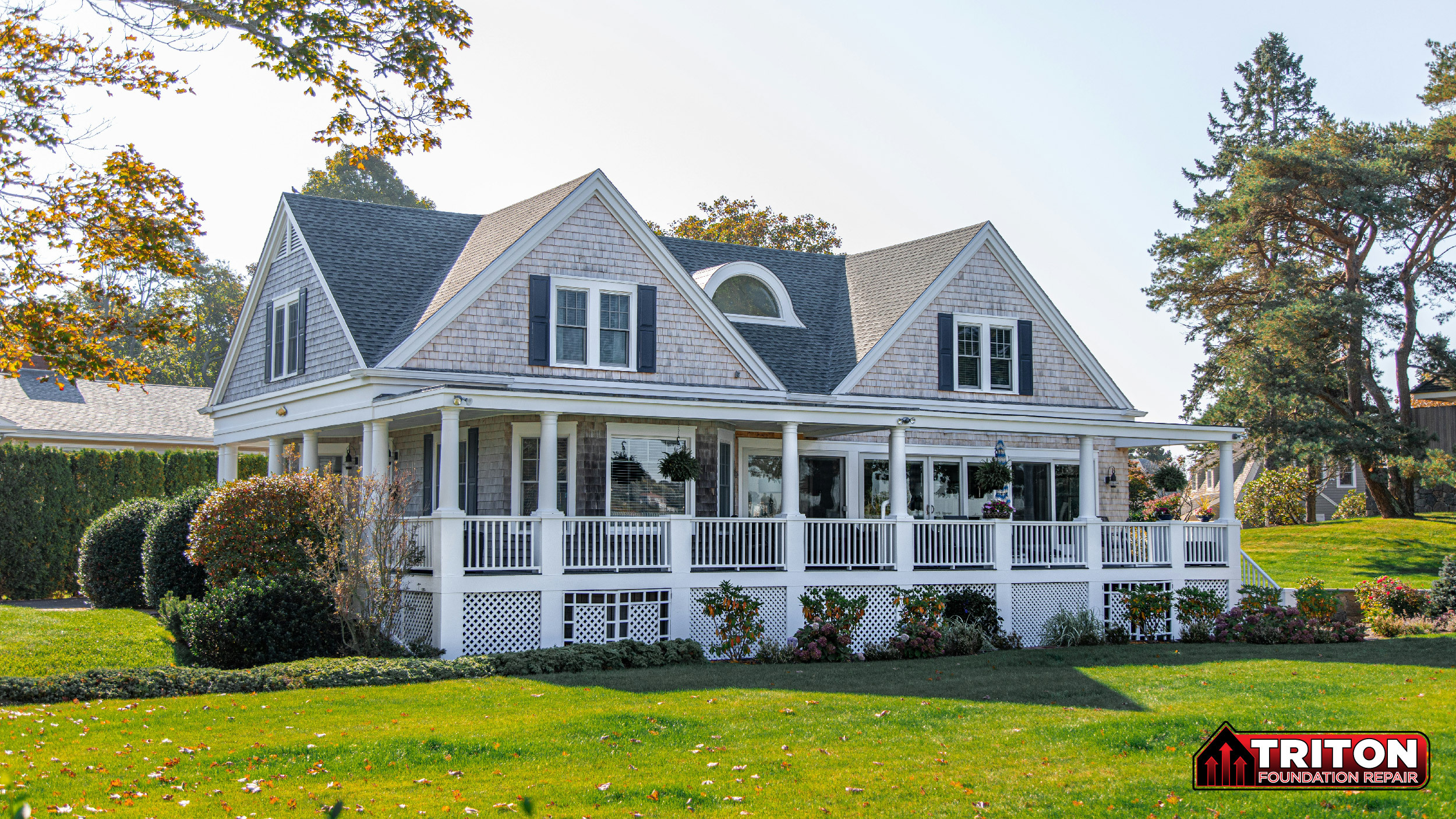a two story home that has a crawl space beneath the home