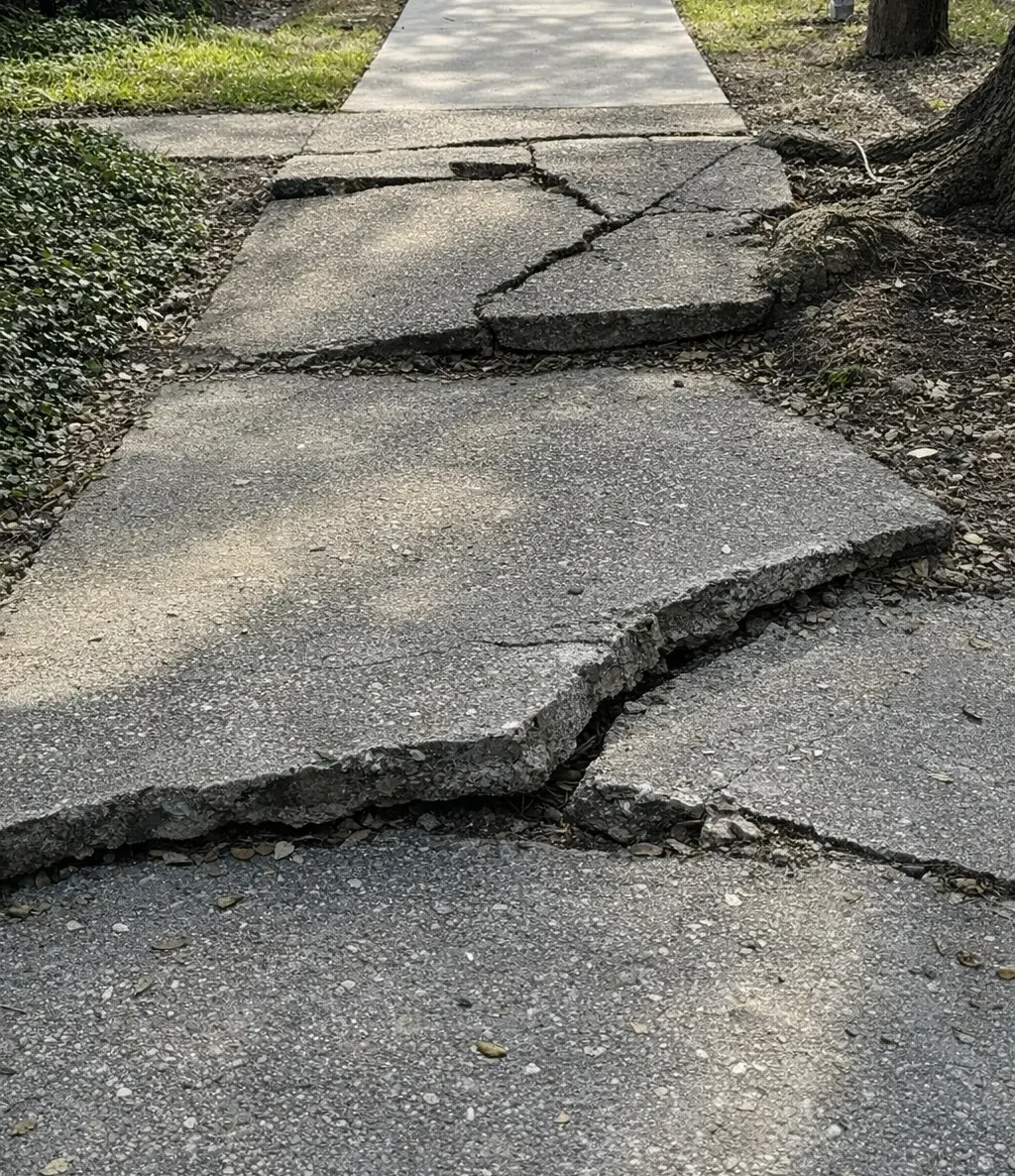 Uneven Concrete Panels Along Cart Paths
